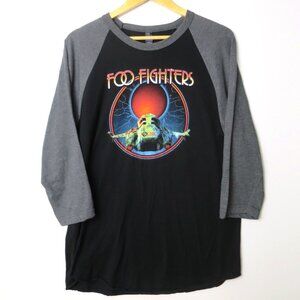 Foo Fighters Space Shuttle Red Moon Ship 3/4 Sleeve Baseball Shirt Size L